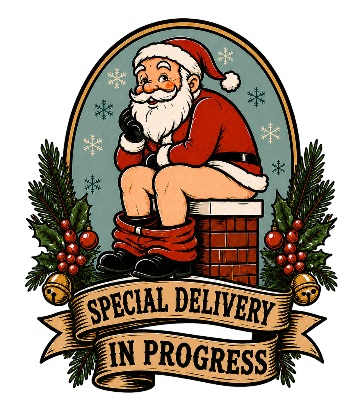 T-shirt drôle Père Noël « Special Delivery in Progress »