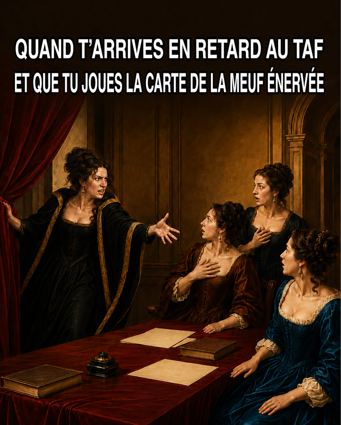Quand t’arrives en retard au taf et que tu joues la carte de la meuf énervée - T-shirt drôle