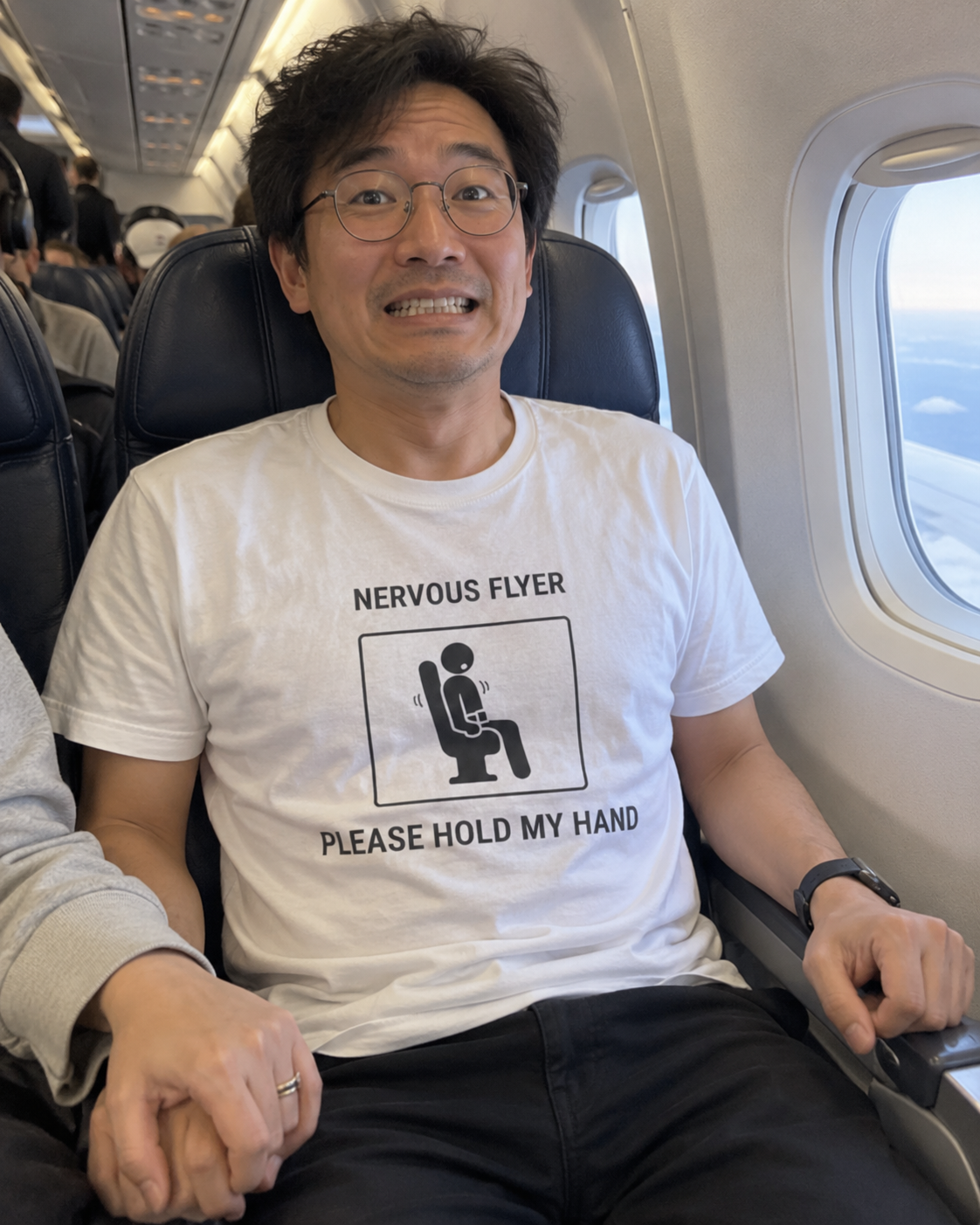 Nervous Flyer Please Hold My Hand - T-shirt drôle de voyage